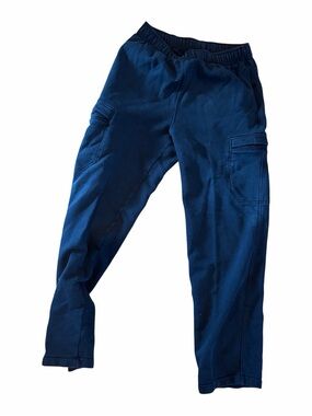 LL Bean Sweatpants Mens S Small Blue Navy Heavyweight Cargo Jogger Pants
